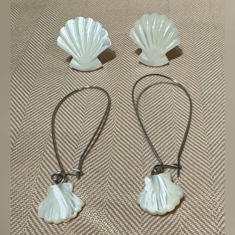 Vintage Mother of Pearl Earrings - 2 pairs